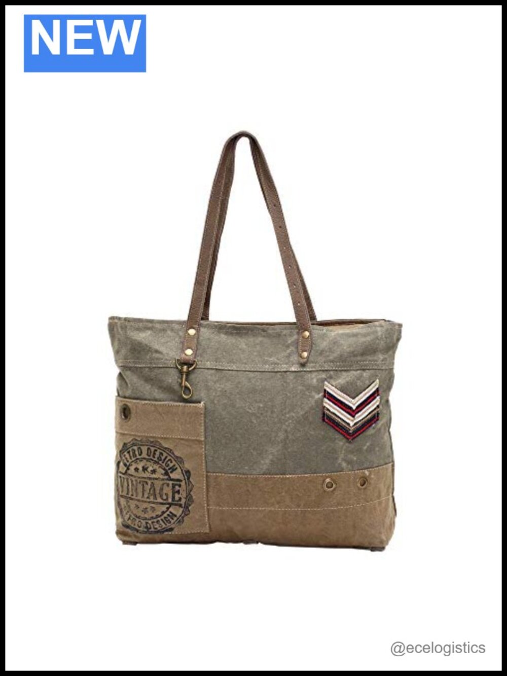 Canvas Leather Trim Tote Bag Handmade Shoulder Purse for Women Work College